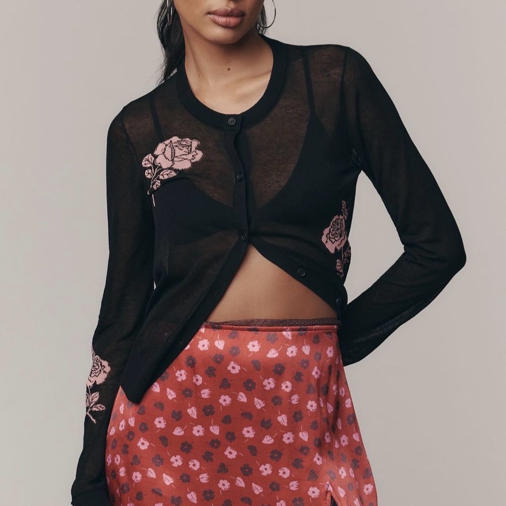 Anthropologie Maeve Semi-Sheer Floral
Cardigan Sweater